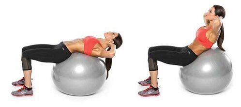 Twist op engem Fitball fir Gewiicht ze verléieren um Bauch a Säiten